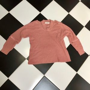 Cici Muted Pink Dusty Rose Pullover Knit Sweater Collar Choker Boxy Coquette M/L